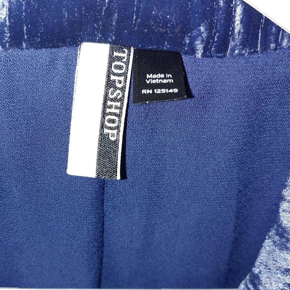 Topshop Luxury Collection Oversized Navy Blue Crinkle Velvet Blazer 4